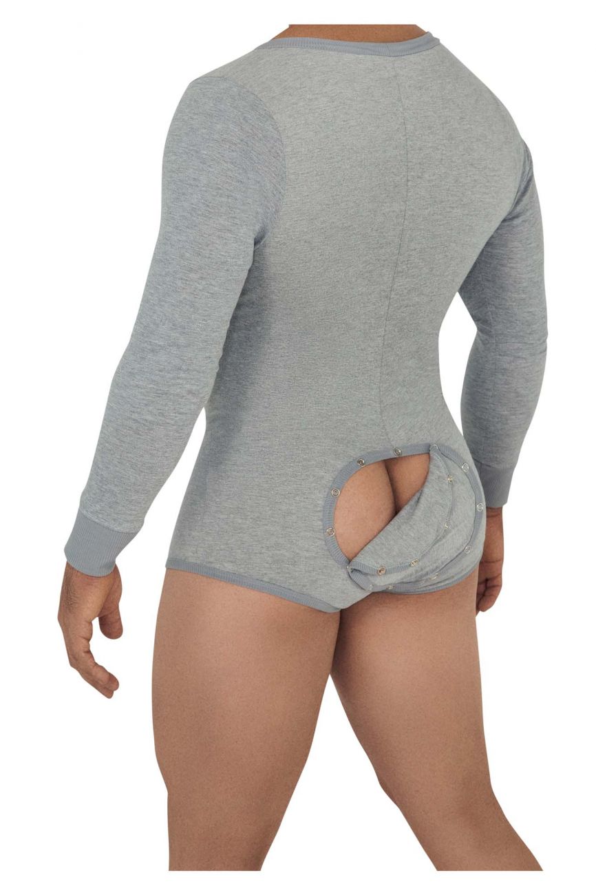 CandyMan 99591 Super V-Neck Bodysuit Gray