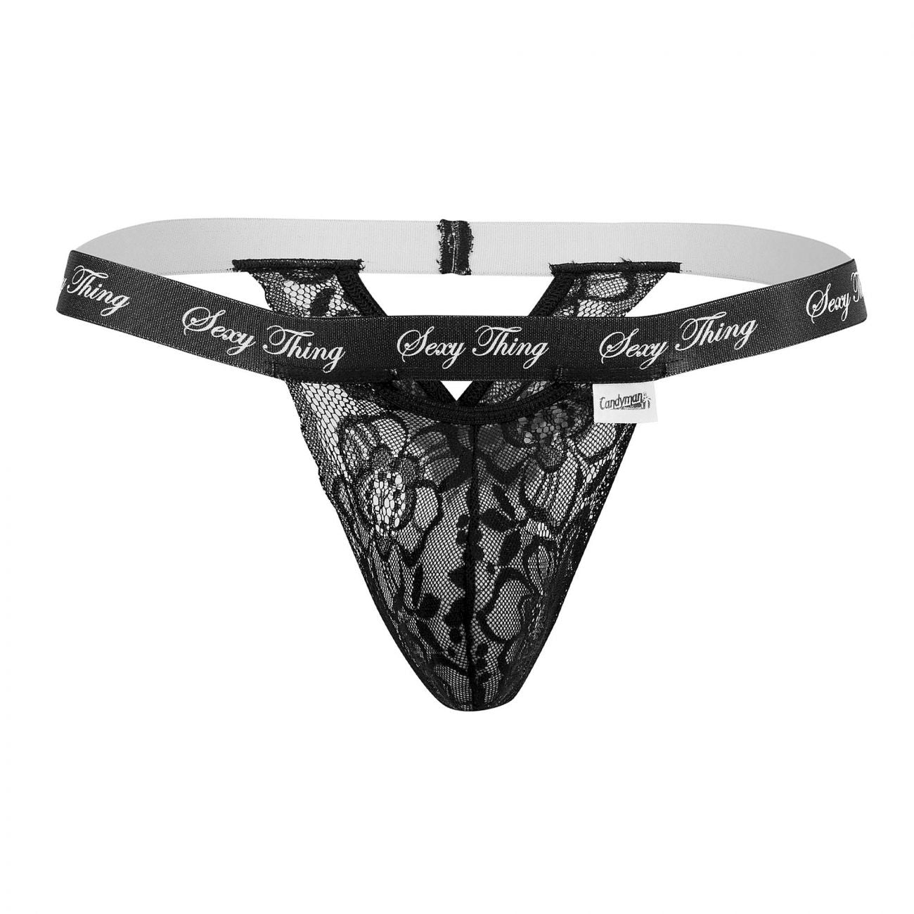 CandyMan 99594 Sexy Thing Lace Thongs Black