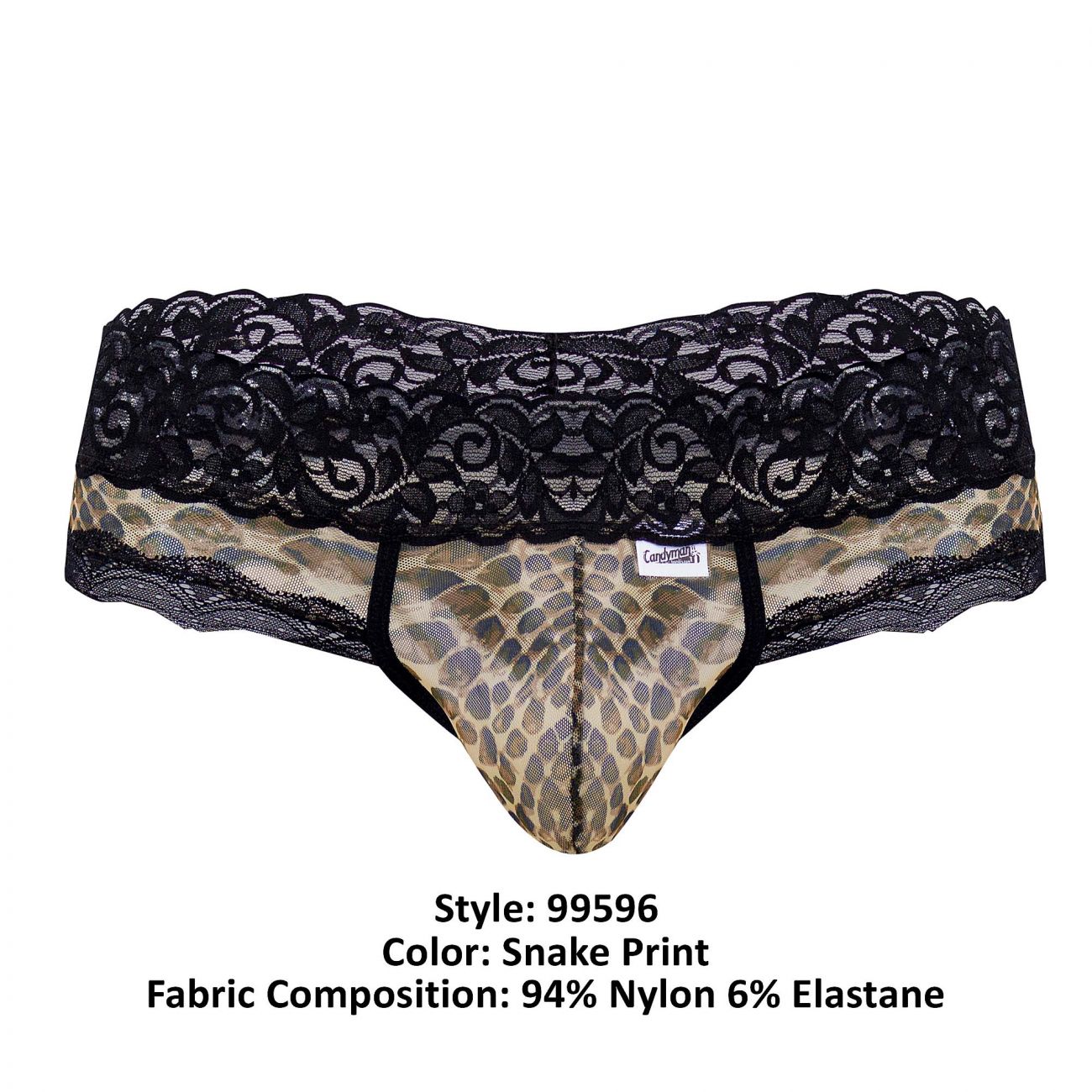 CandyMan 99596 Mesh-Lace Thongs Snake Print