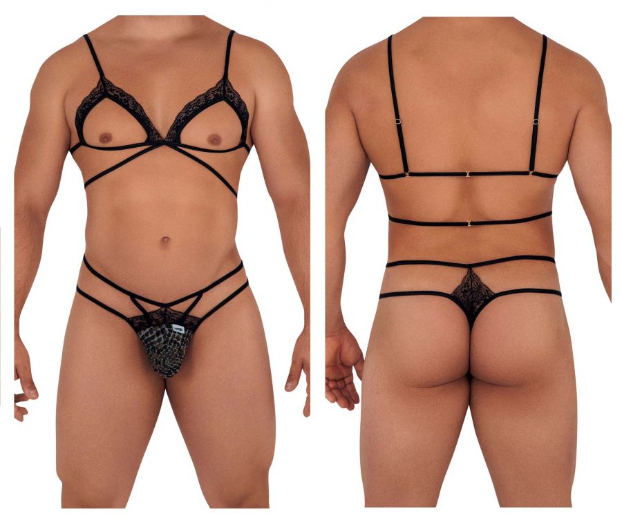 CandyMan 99610 Harness Thong Outfit Snake Print