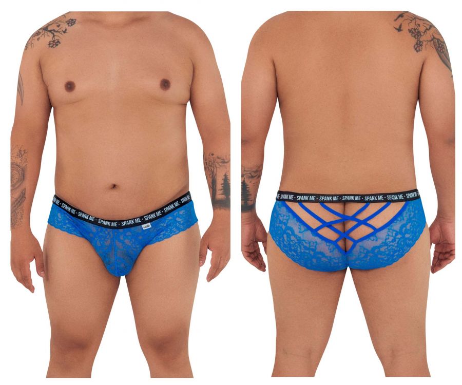 CandyMan 99615X Spank Me Lace Briefs Dark Blue Plus Sizes