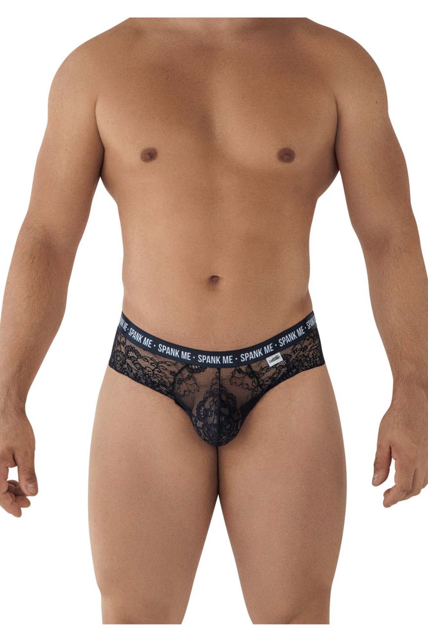 CandyMan 99615 Spank Me Lace Briefs Black