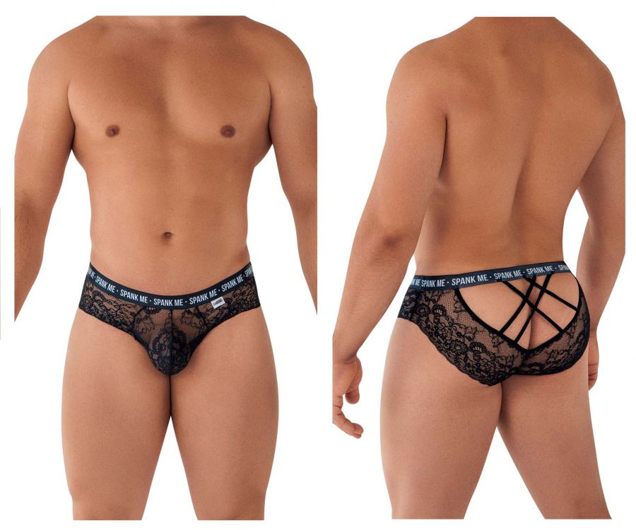CandyMan 99615 Spank Me Lace Briefs Black