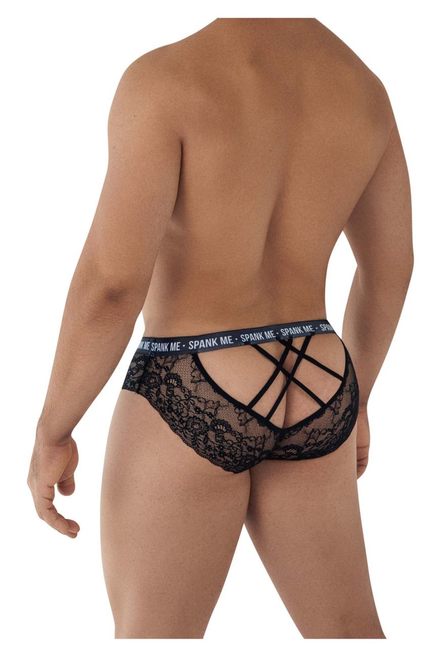 CandyMan 99615 Spank Me Lace Briefs Black