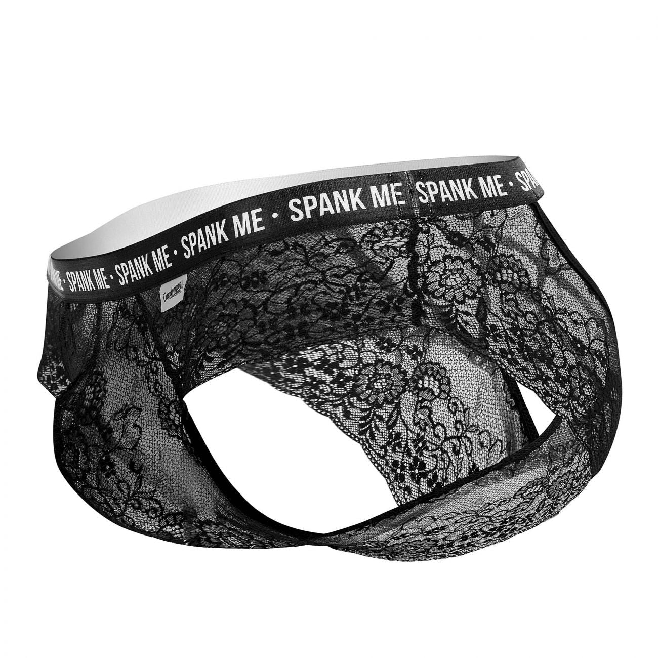 CandyMan 99615 Spank Me Lace Briefs Black