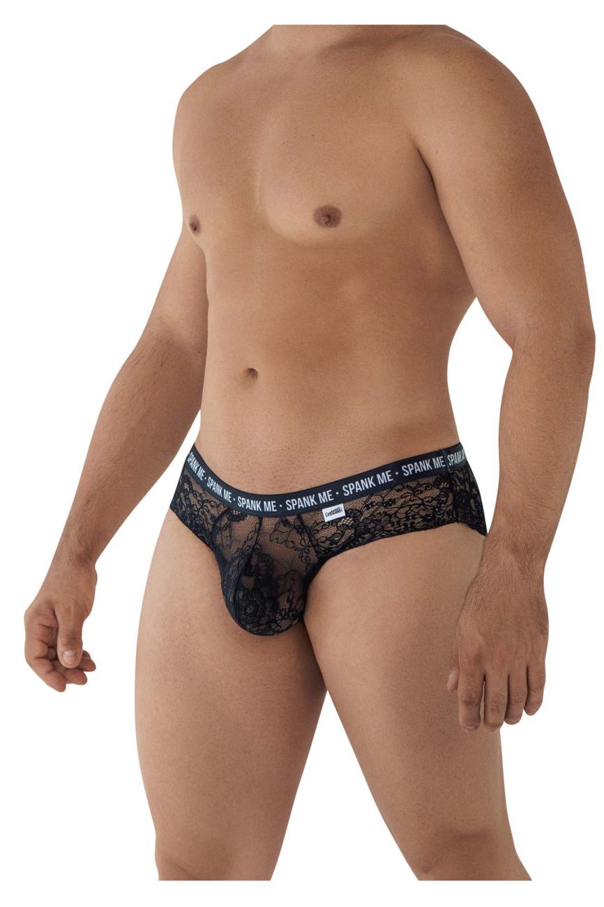 CandyMan 99615 Spank Me Lace Briefs Black