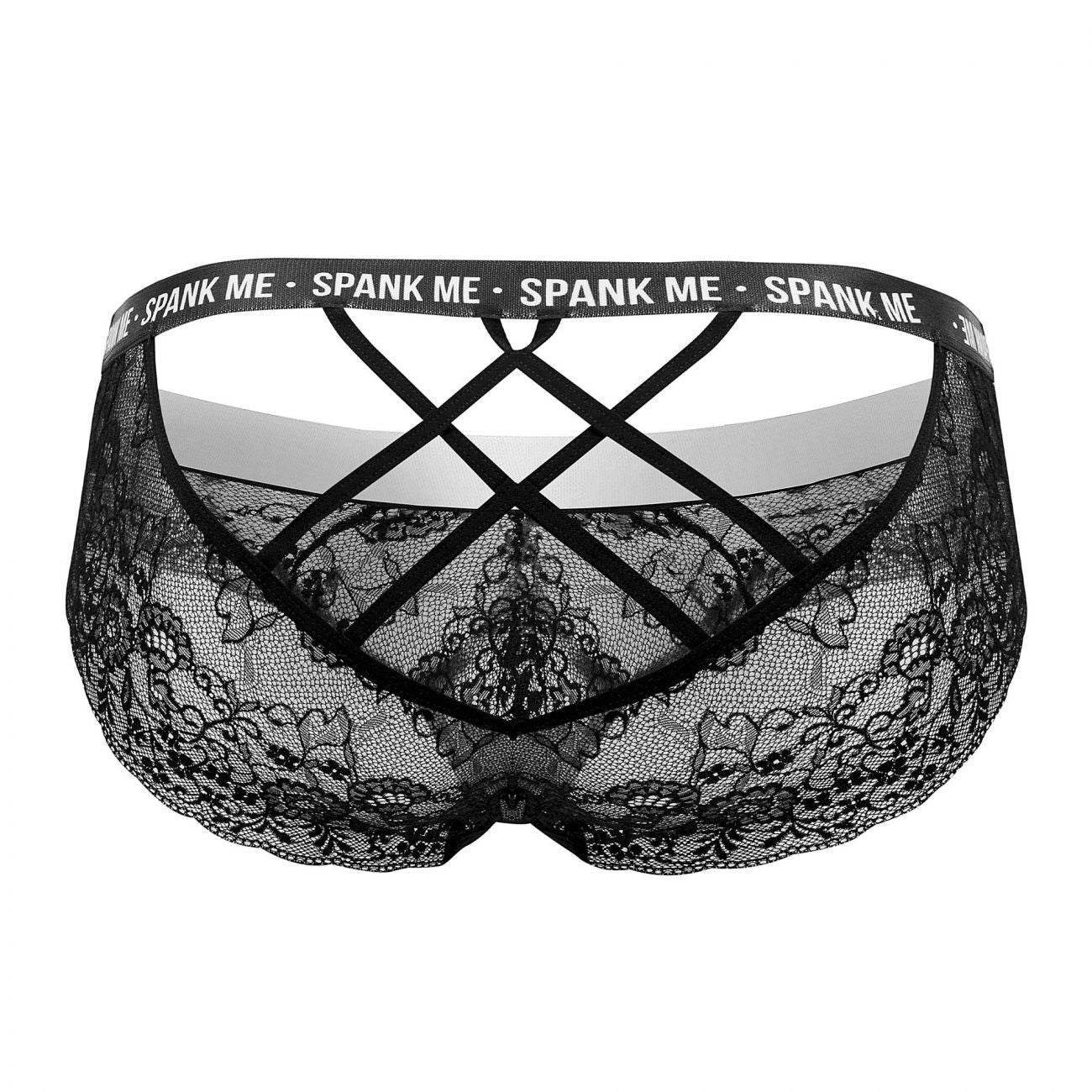 CandyMan 99615 Spank Me Lace Briefs Black
