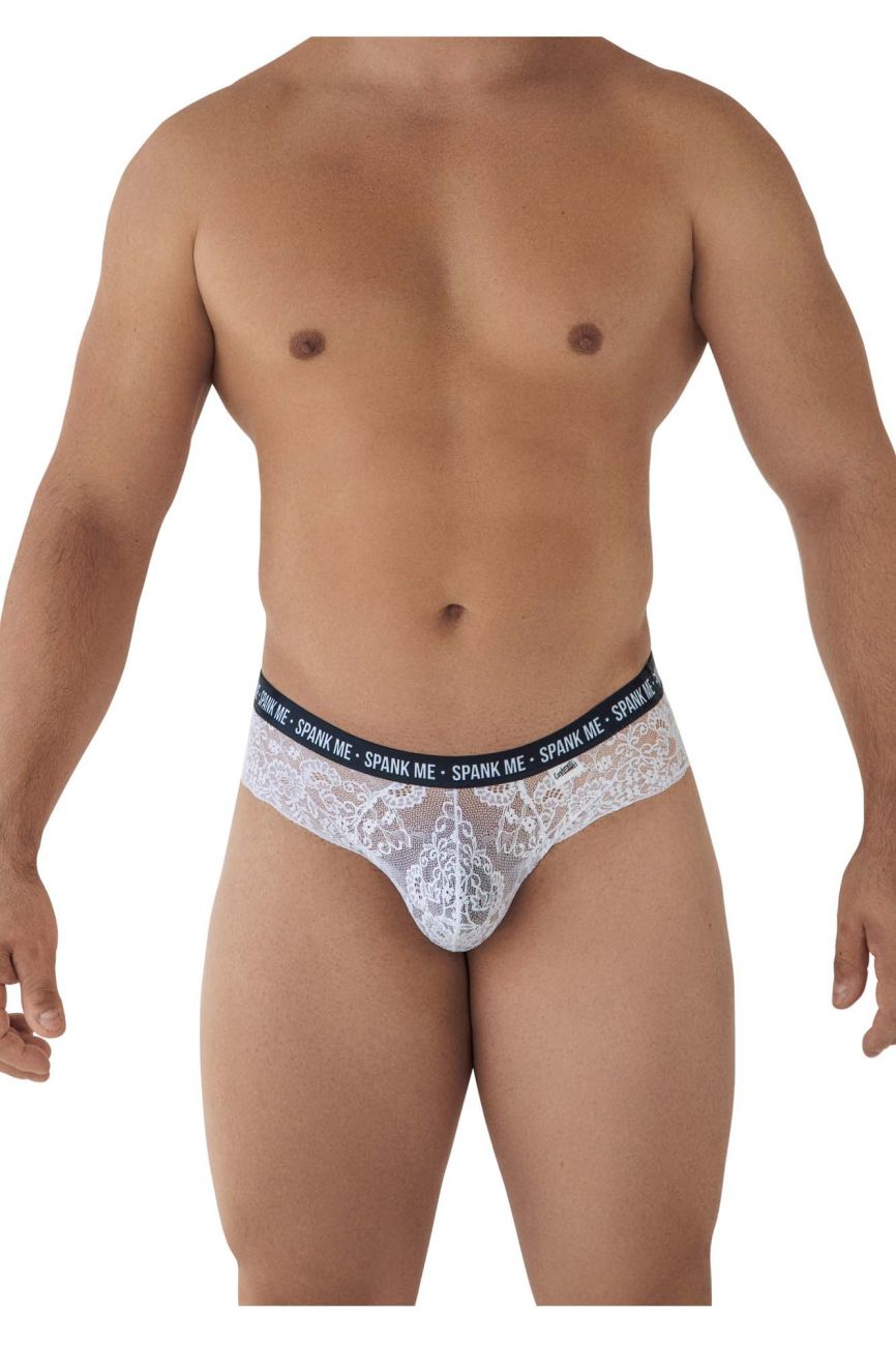 CandyMan 99615 Spank Me Lace Briefs White