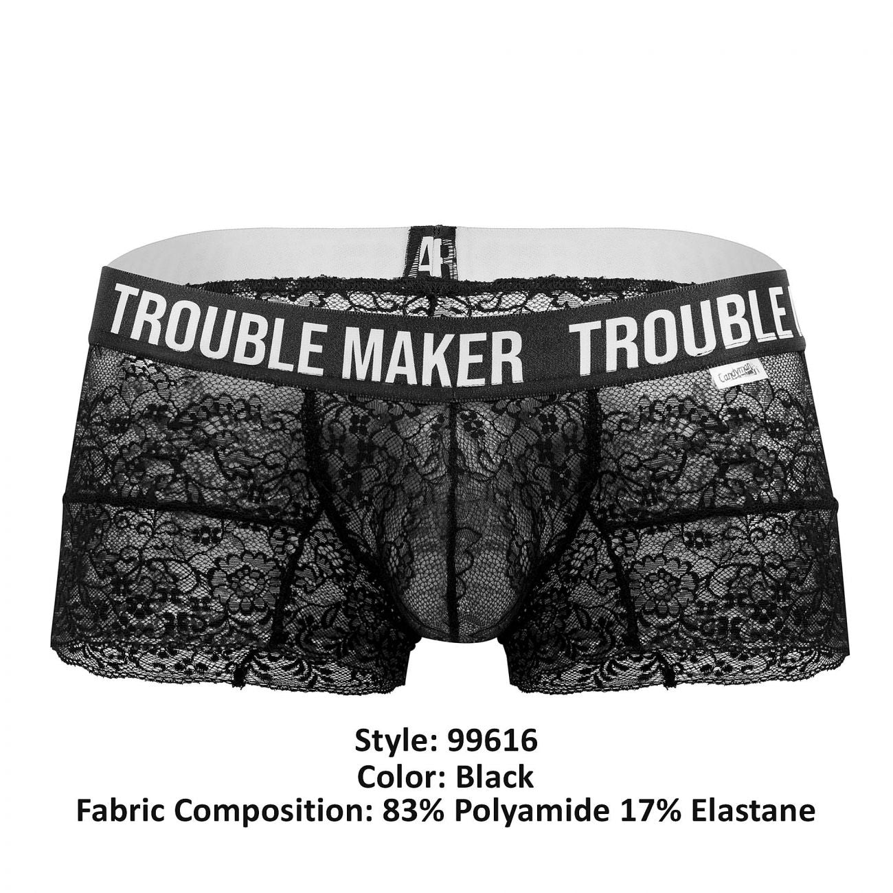 CandyMan 99616 Trouble Maker Lace Trunks Black