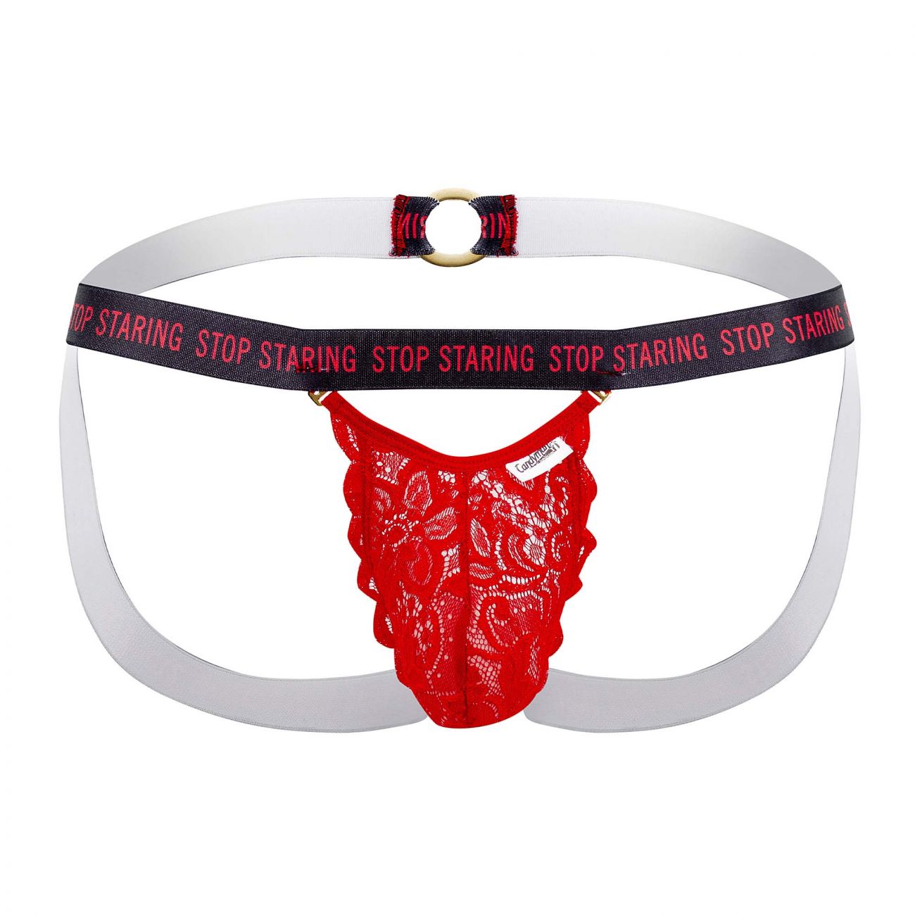 CandyMan 99619 Stop Staring Lace Jockstrap Red