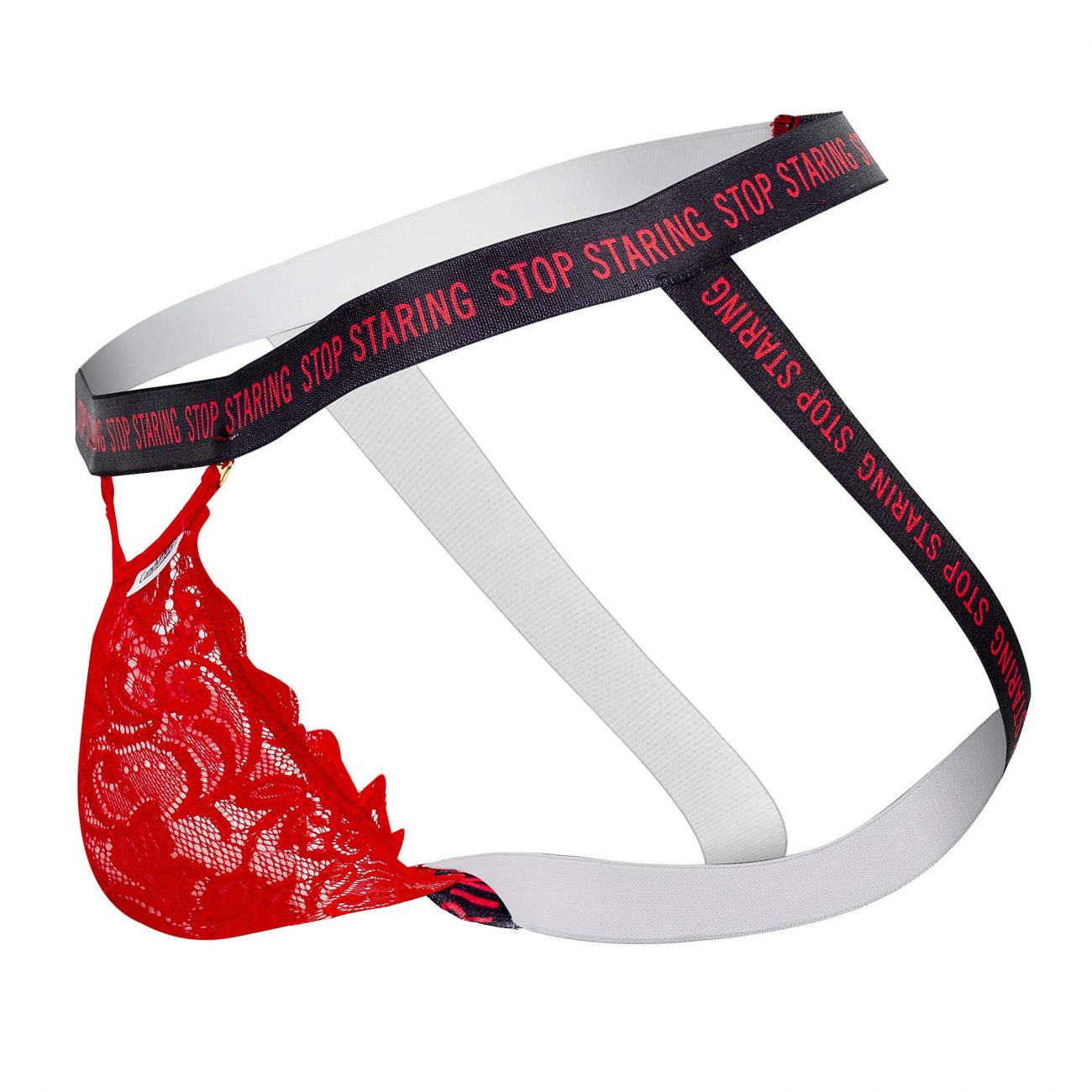 CandyMan 99619 Stop Staring Lace Jockstrap Red