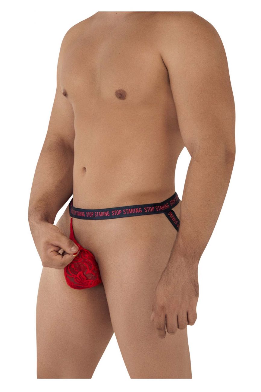 CandyMan 99619 Stop Staring Lace Jockstrap Red