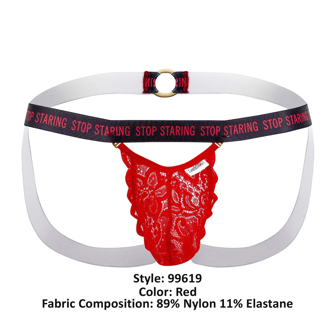 CandyMan 99619 Stop Staring Lace Jockstrap Red