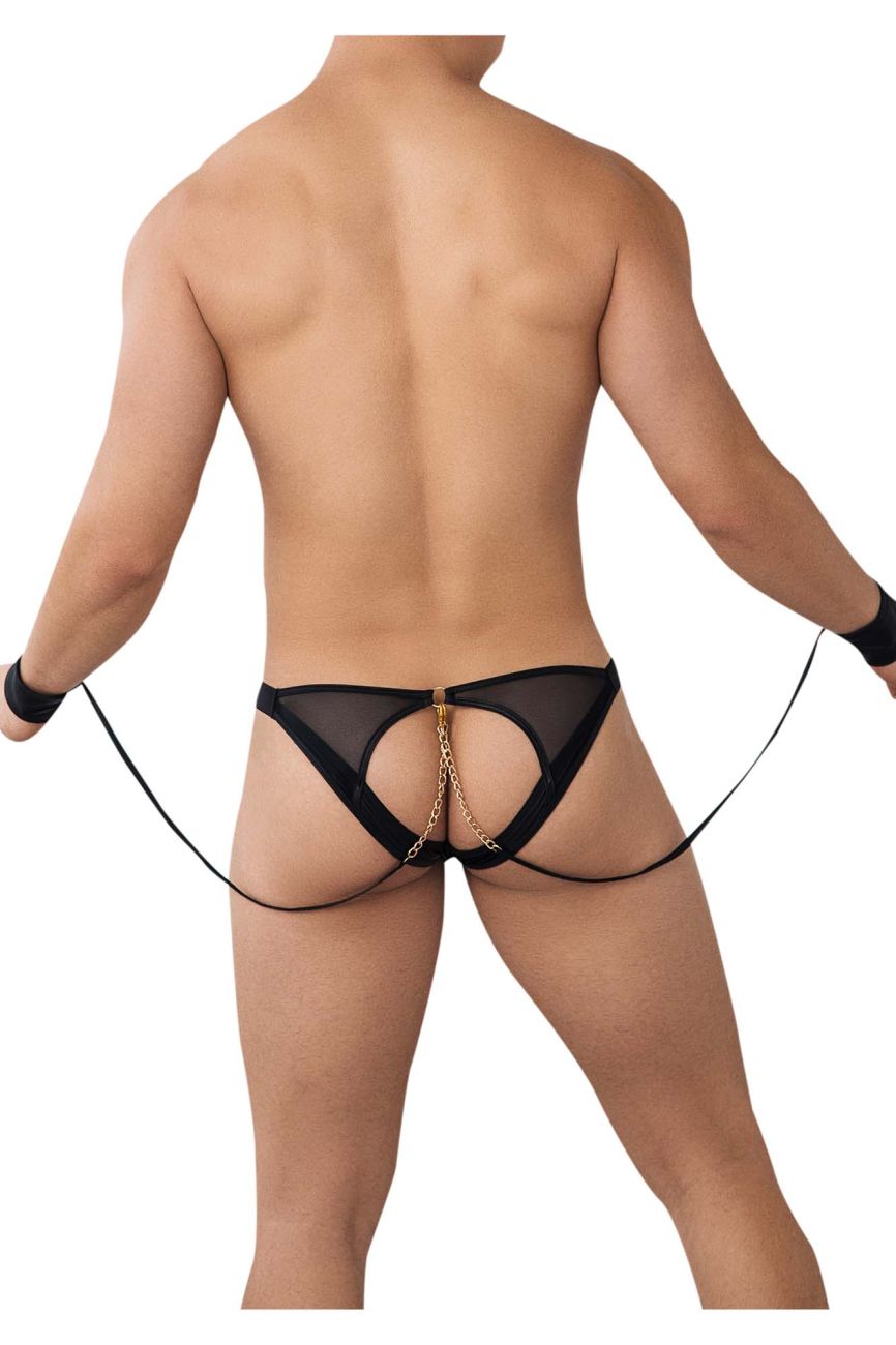 CandyMan 99621 Chain and Cuffs Jockstrap Black