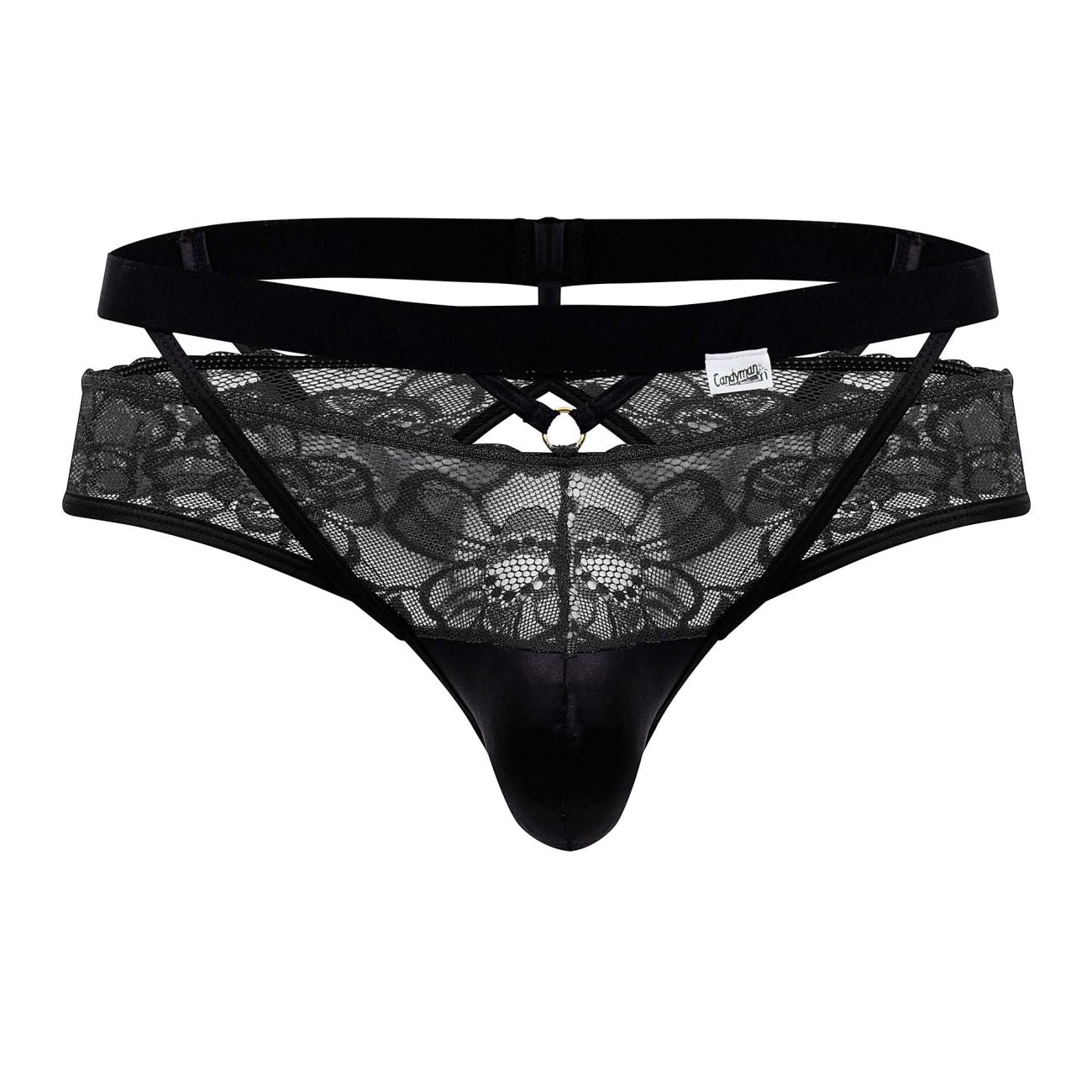 CandyMan 99627 Lace Jockstrap Black