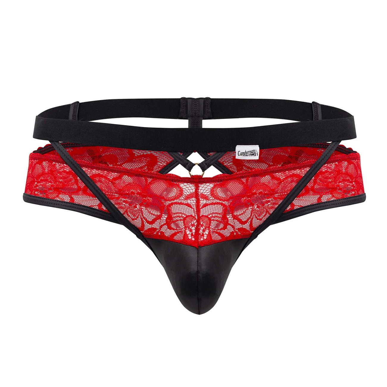 CandyMan 99627 Lace Jockstrap Red