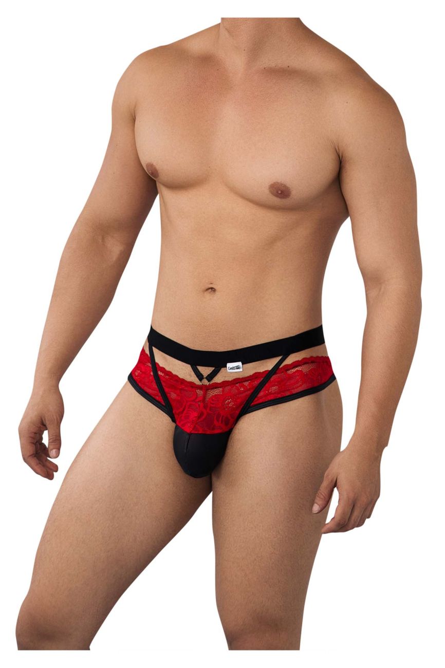 CandyMan 99627 Lace Jockstrap Red