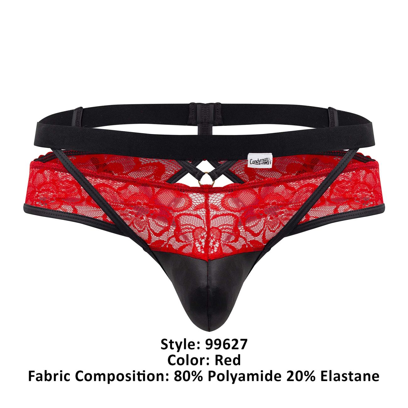 CandyMan 99627 Lace Jockstrap Red