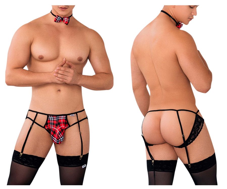 CandyMan 99630 Colorful Garter Jockstrap Red Tartan