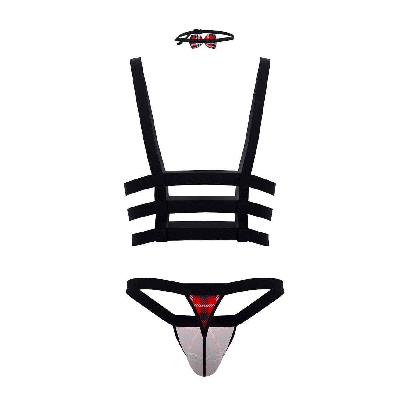 CandyMan 99634 Harness Two Piece Set Black and Tartan