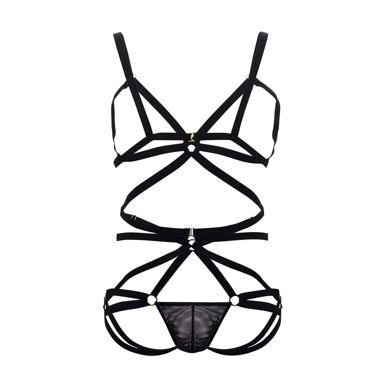 CandyMan 99635 Strappy Harness Set Black