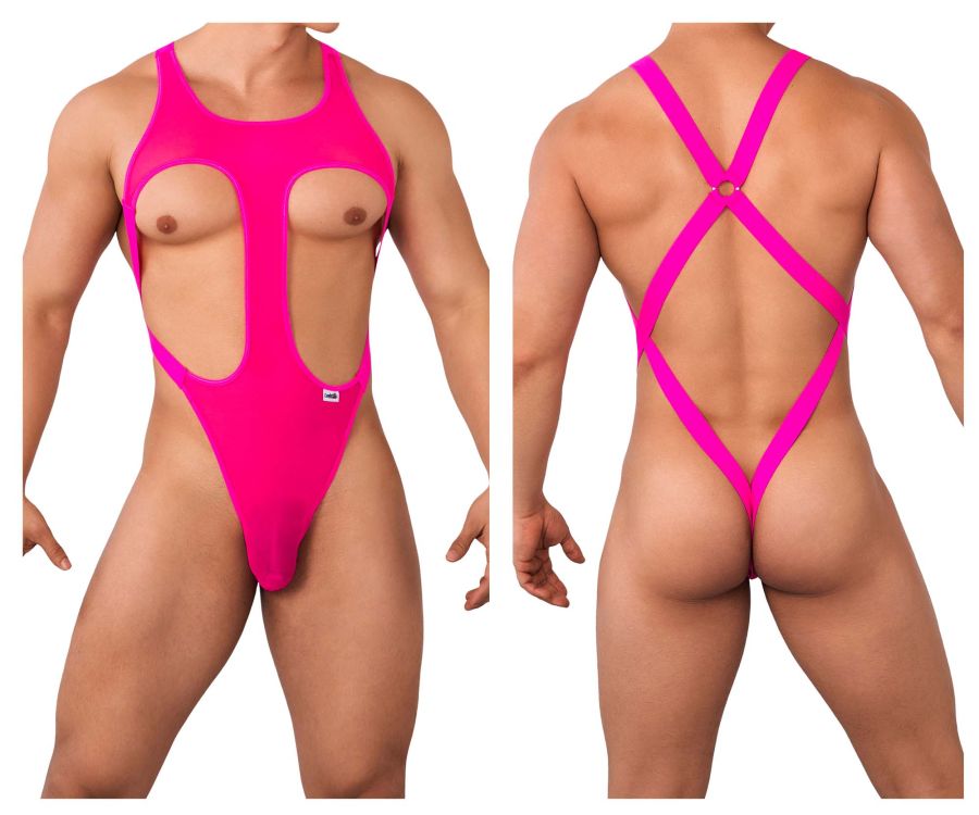 CandyMan 99643 Mesh Bodysuit Hot Pink