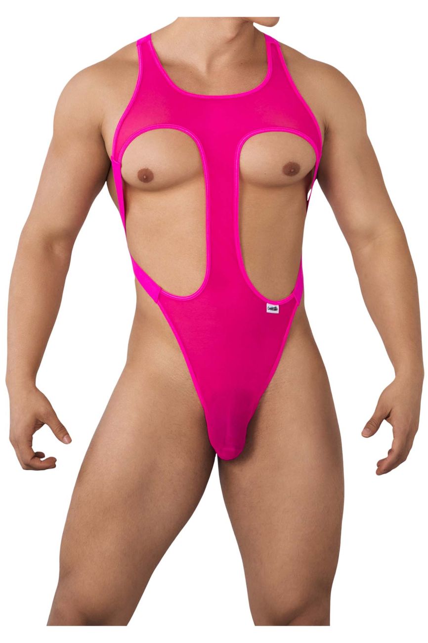 CandyMan 99643 Mesh Bodysuit Hot Pink