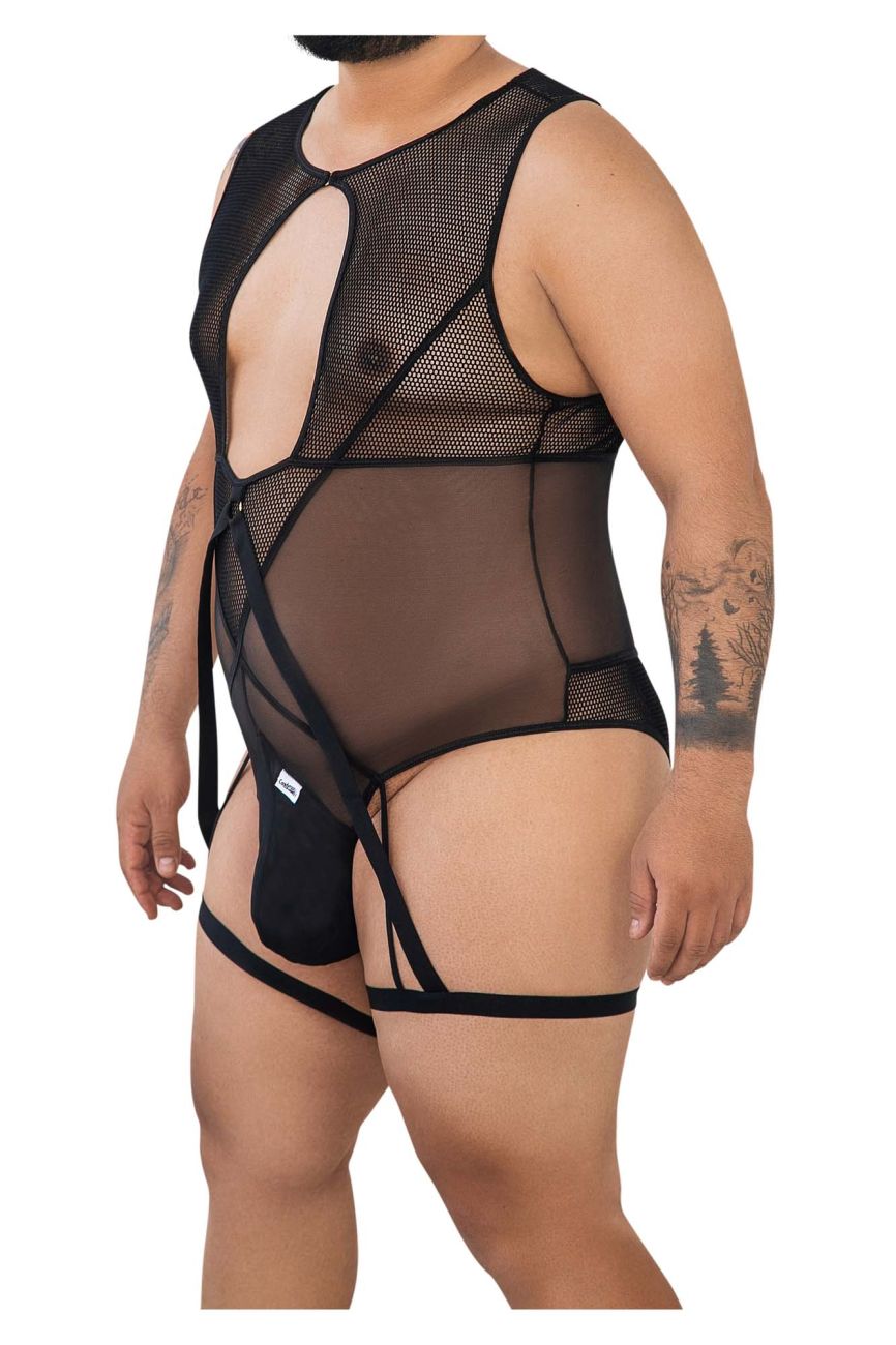 CandyMan 99650X Mesh Bodysuit Black Plus Sizes