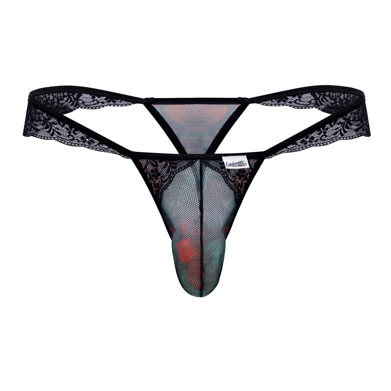 JCSTK - CandyMan 99658 Lace Thongs Black Print