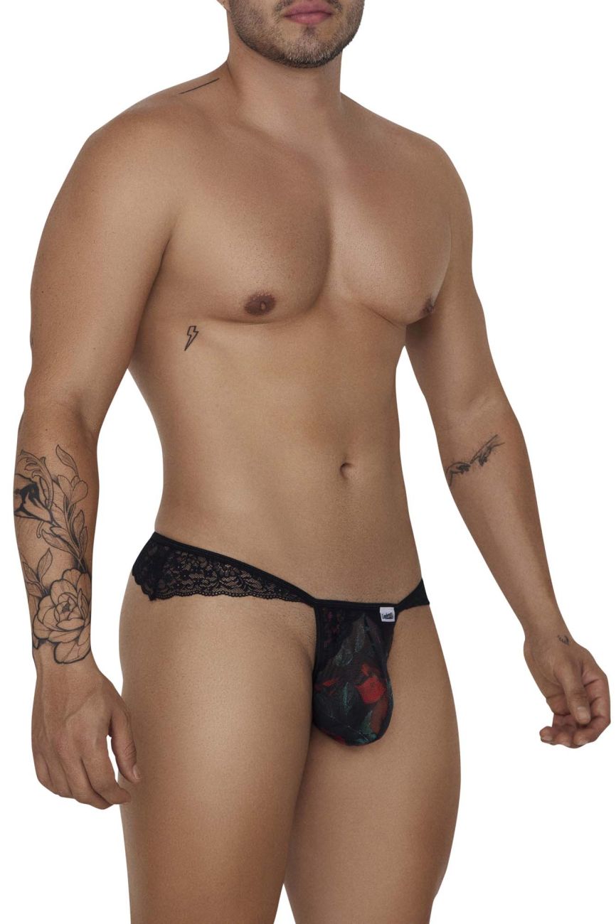 JCSTK - CandyMan 99658 Lace Thongs Black Print