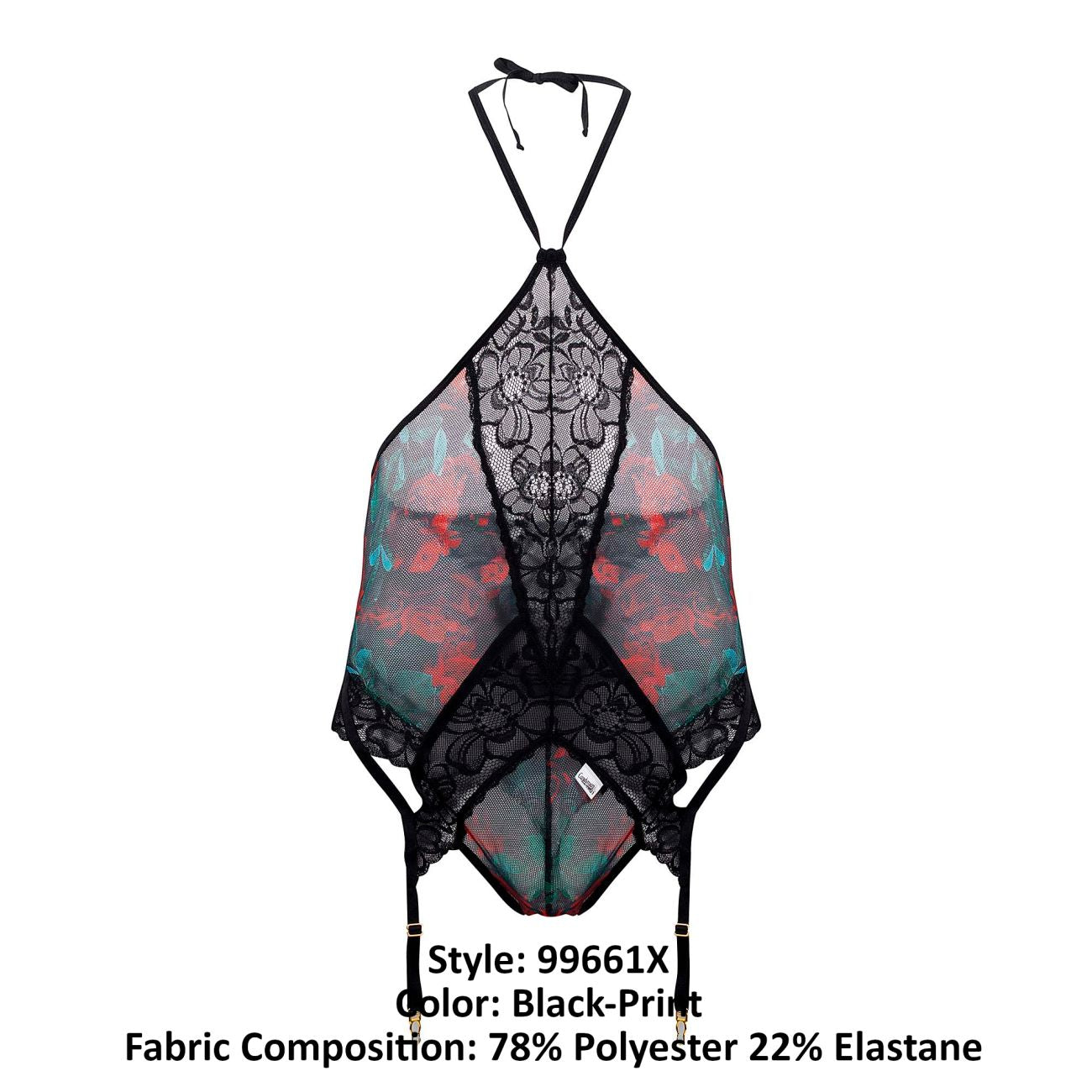 SPECIAL - CandyMan 99661X Lace Bodysuit Black Printed