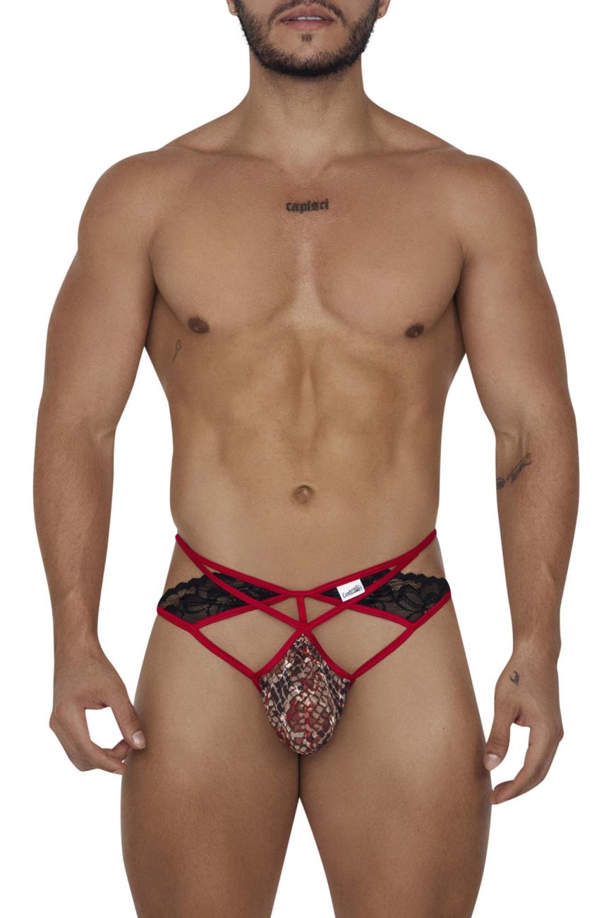 CandyMan 99663 Edgy Lace Jockstrap Red Printed