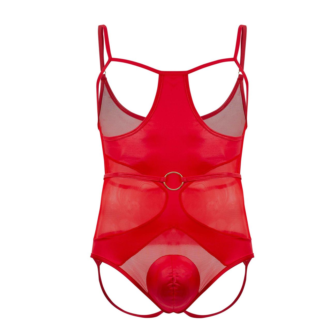 CandyMan 99670X Harness Bodysuit Red Plus Sizes