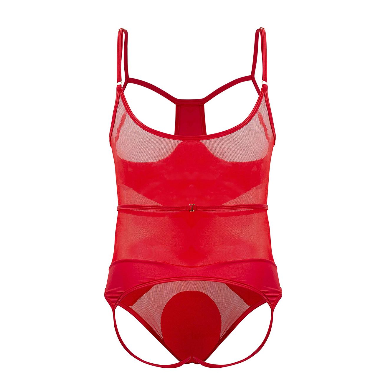 CandyMan 99670X Harness Bodysuit Red Plus Sizes