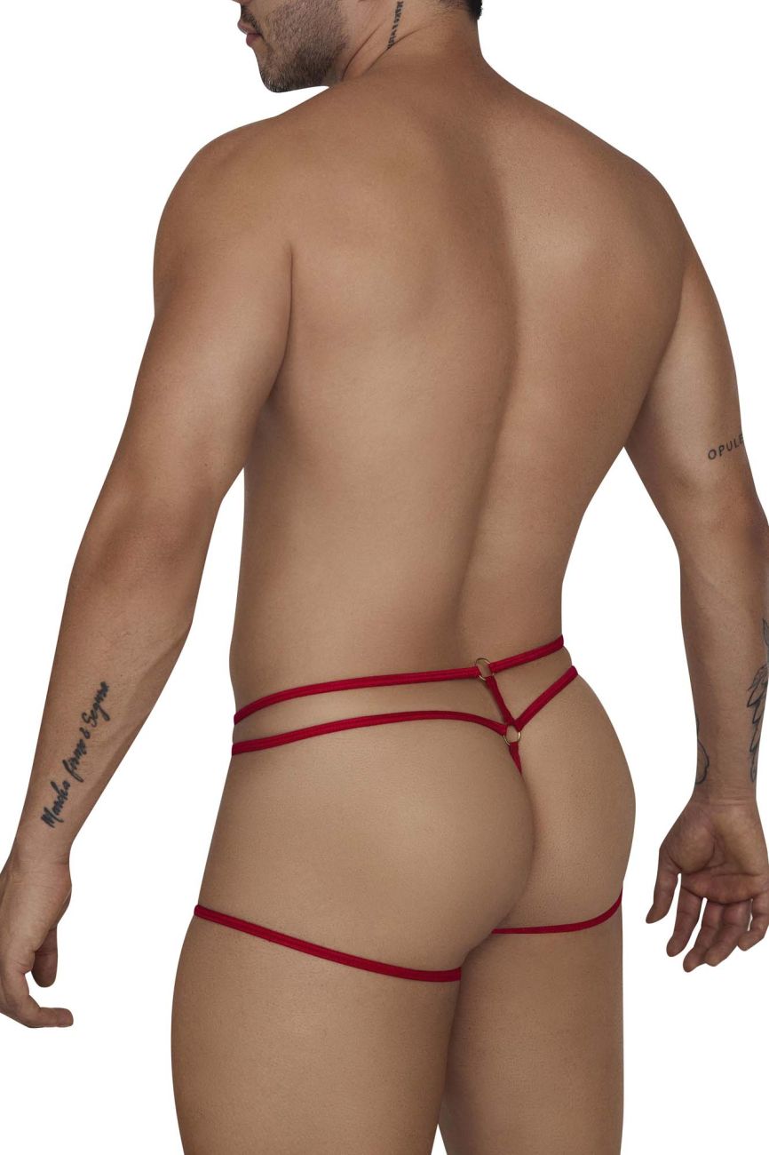 CandyMan 99671 Lace Jock Thongs Red Print