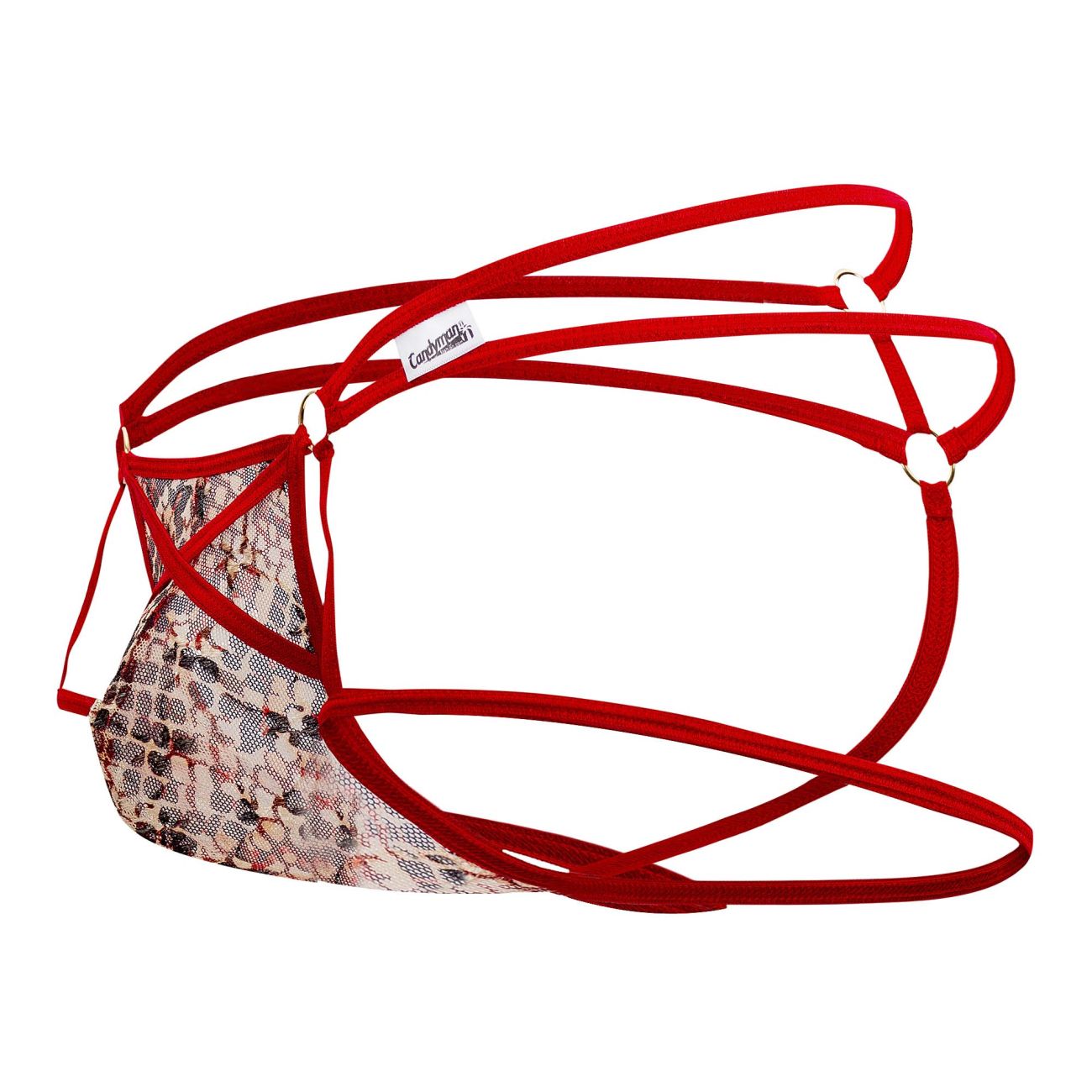 CandyMan 99671 Lace Jock Thongs Red Print