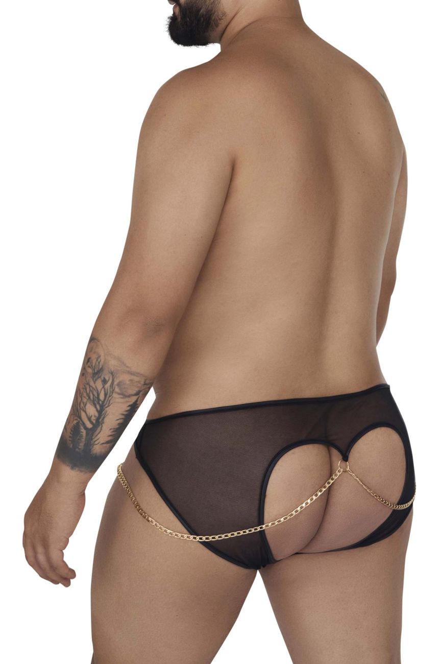 CandyMan 99672X Chain Jock Briefs Black Plus Sizes