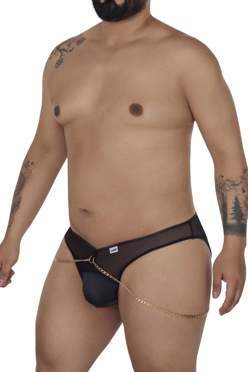 CandyMan 99672X Chain Jock Briefs Black Plus Sizes