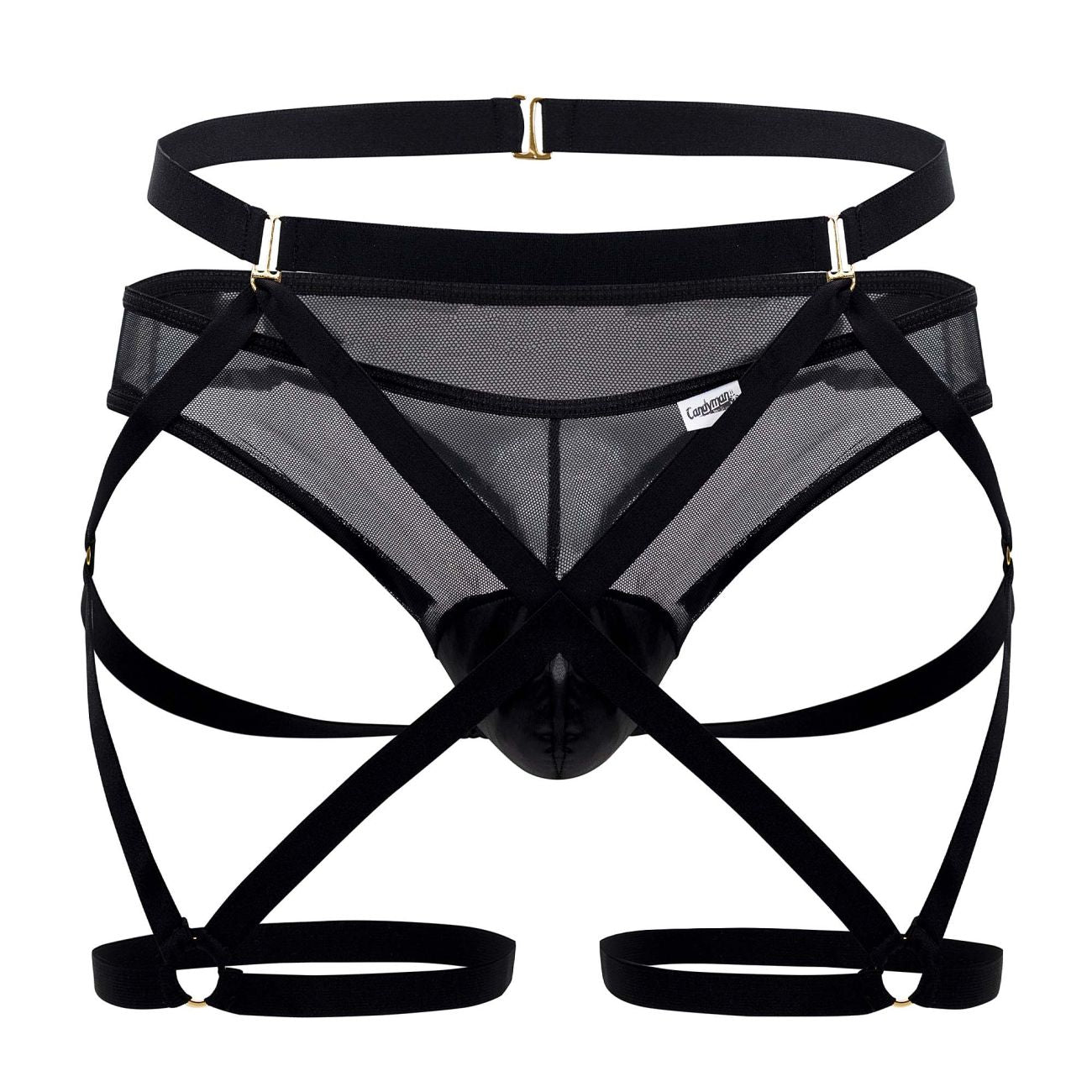 CandyMan 99674 Garter Thongs Two Piece Set Black