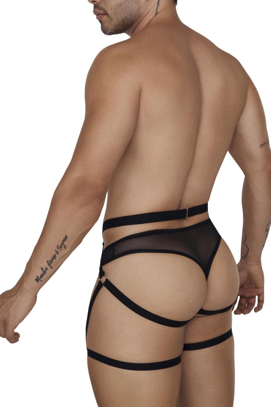 CandyMan 99674 Garter Thongs Two Piece Set Black