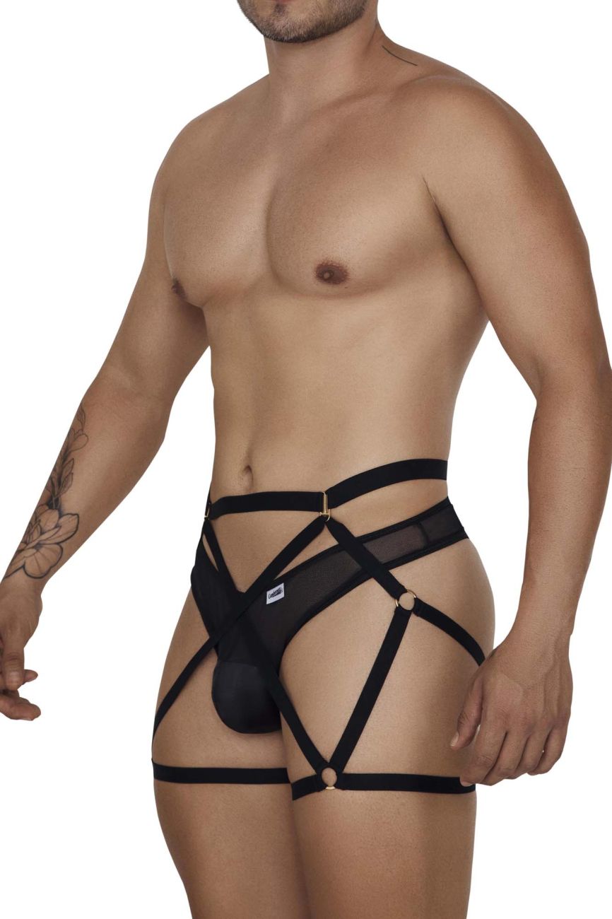 CandyMan 99674 Garter Thongs Two Piece Set Black