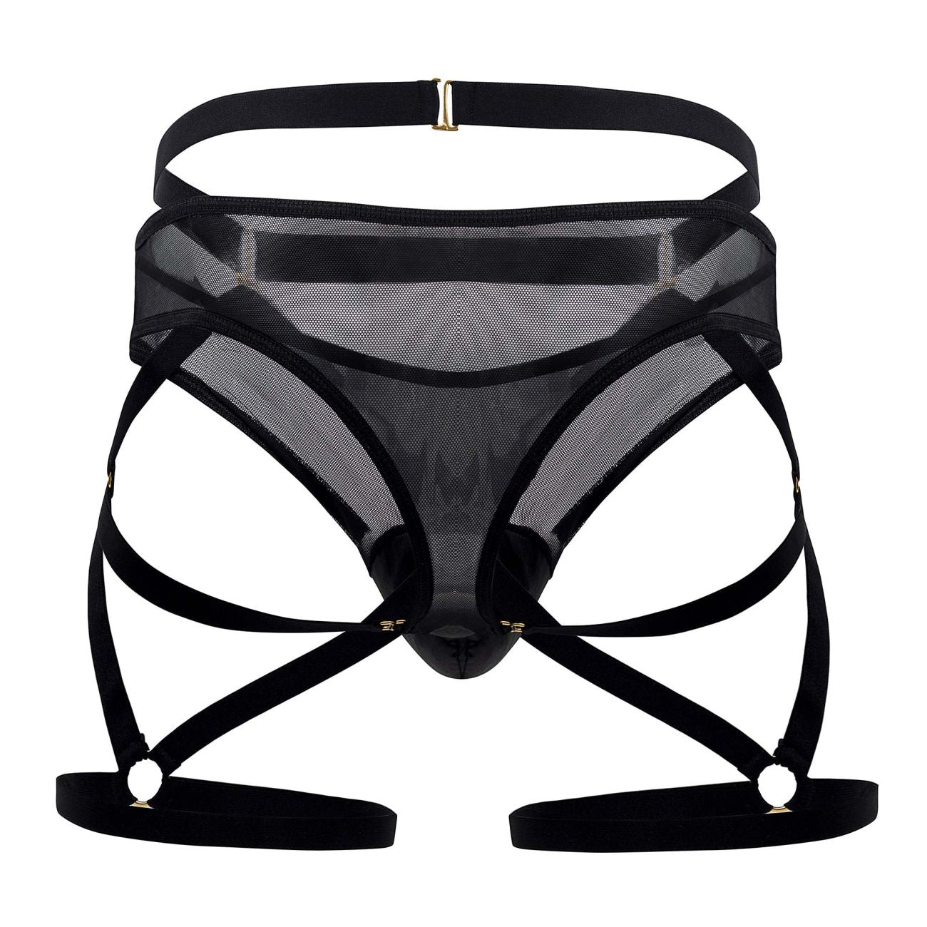 CandyMan 99674 Garter Thongs Two Piece Set Black