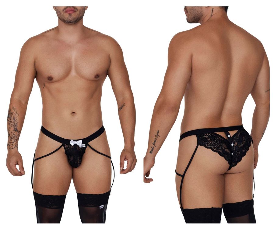 CandyMan 99679 Lace Garter Briefs Black