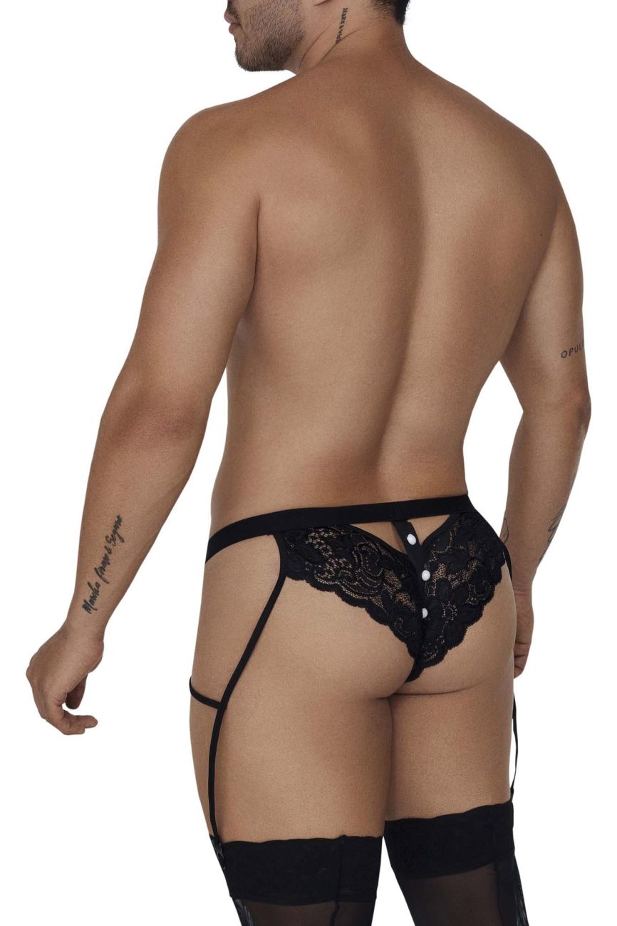 CandyMan 99679 Lace Garter Briefs Black