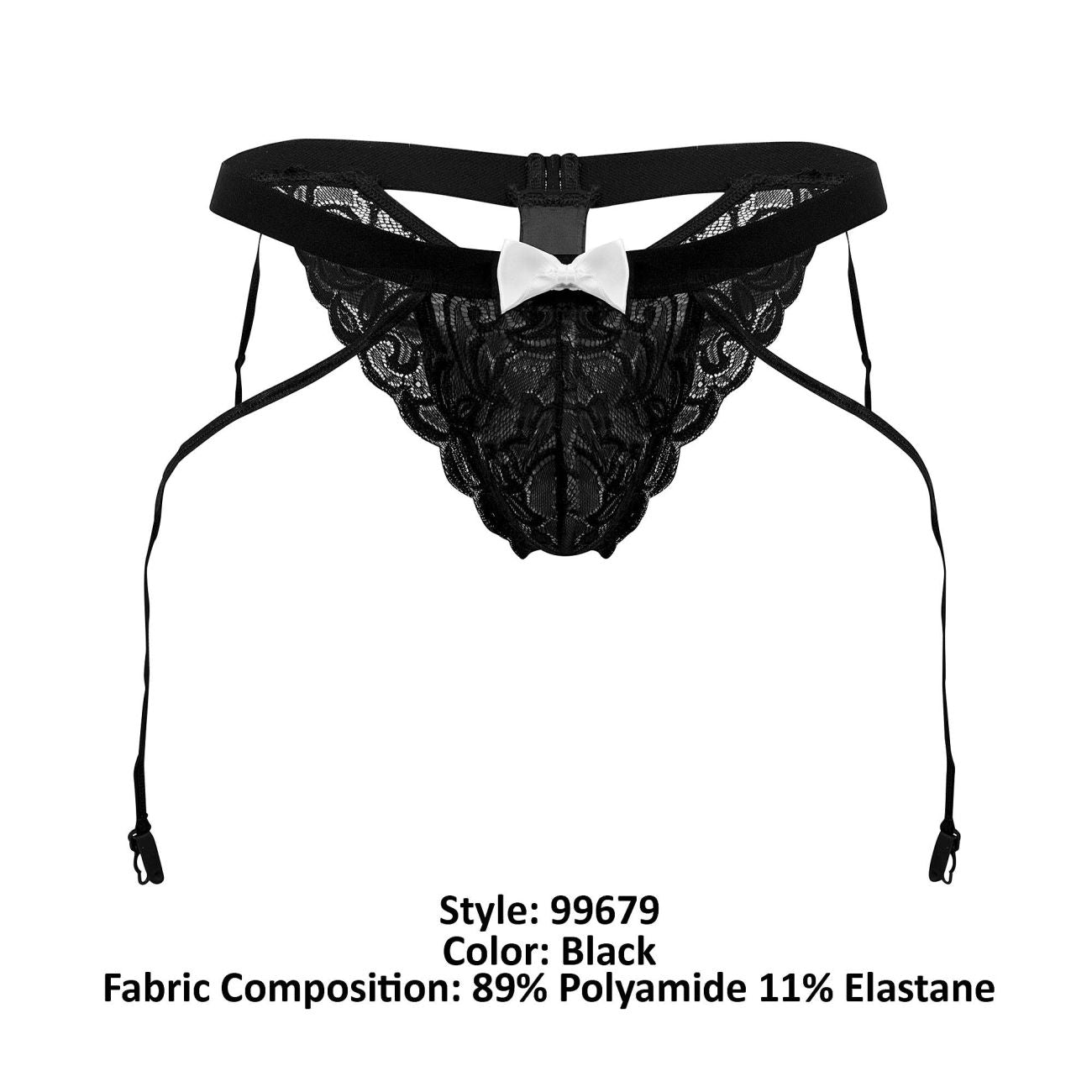 CandyMan 99679 Lace Garter Briefs Black