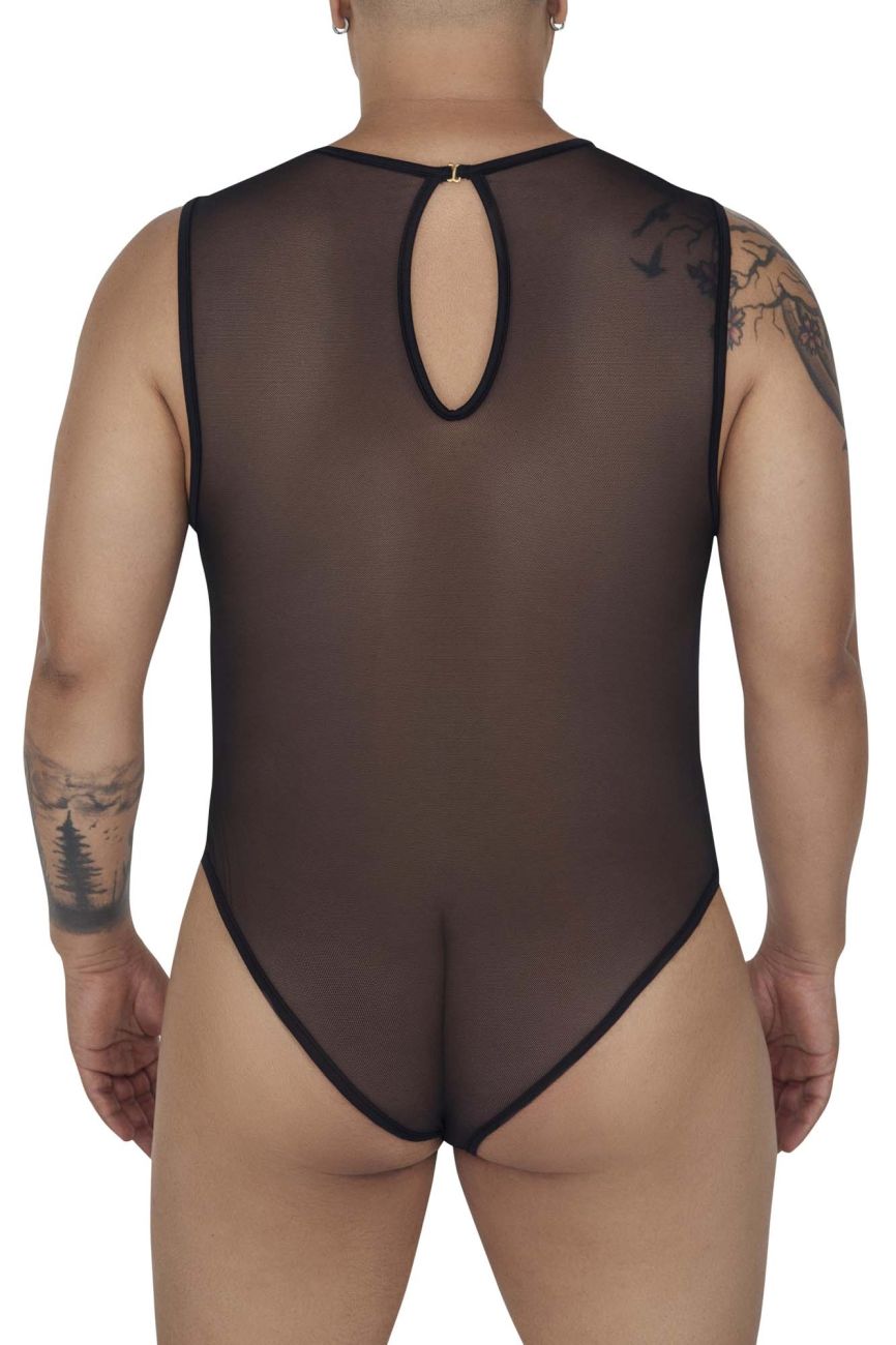 CandyMan 99699X Mesh Bodysuit Black Plus Sizes