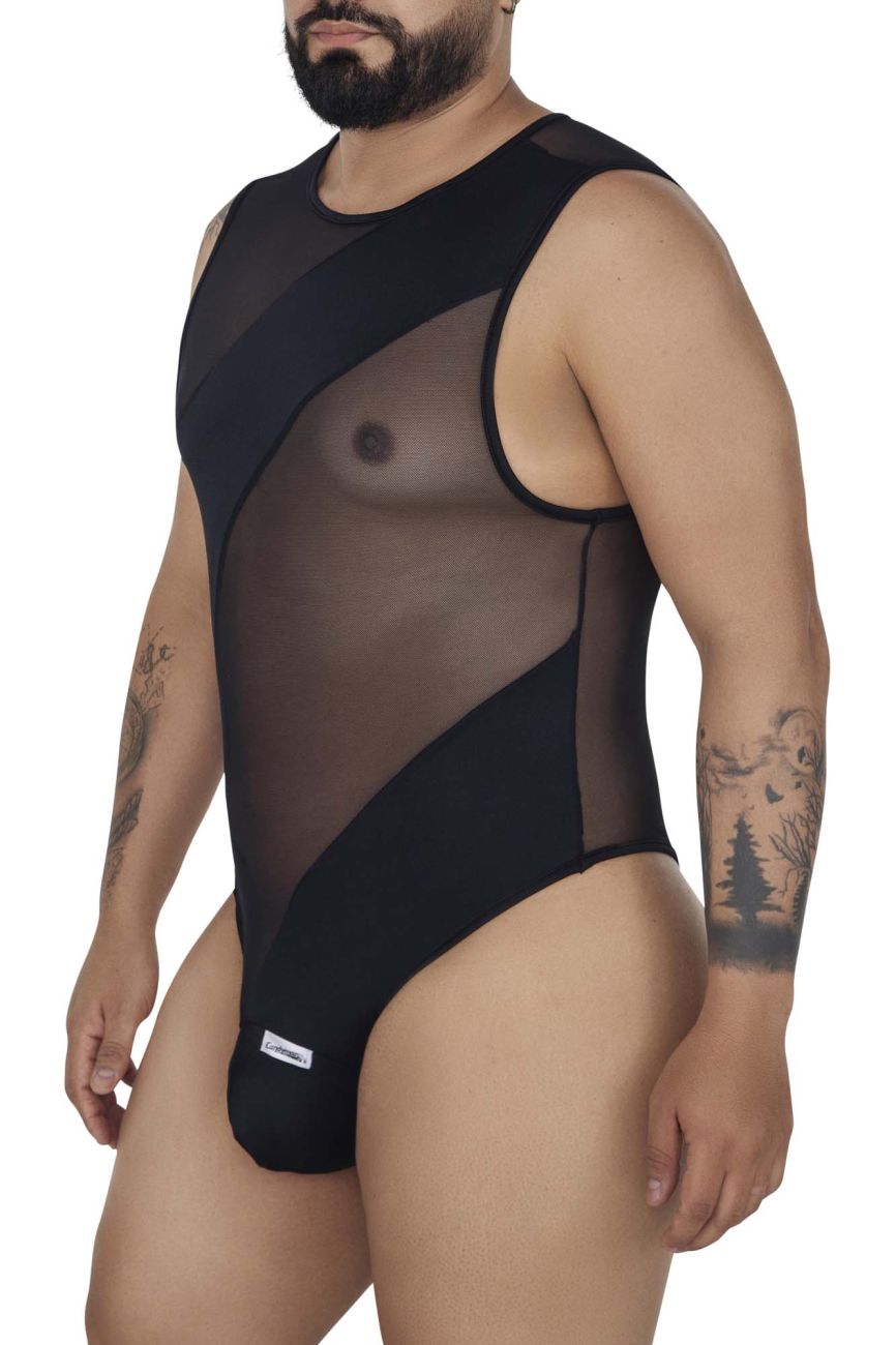 CandyMan 99699X Mesh Bodysuit Black Plus Sizes