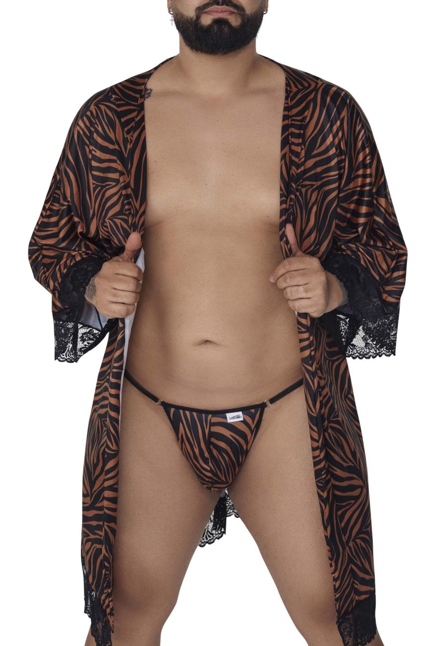 CandyMan 99700X Robe Thong Two Piece Set Animal Print Plus Sizes