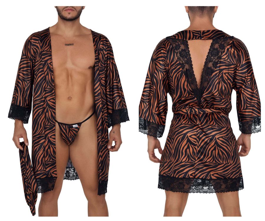 CandyMan 99700 Robe Thong Two Piece Set Animal Print