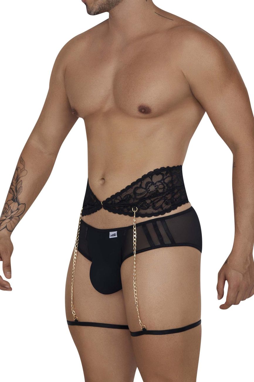 CandyMan 99703 Garter Briefs Two Piece Set Black